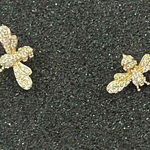 banana republic Elegant Gold & crystal Bee Earrings